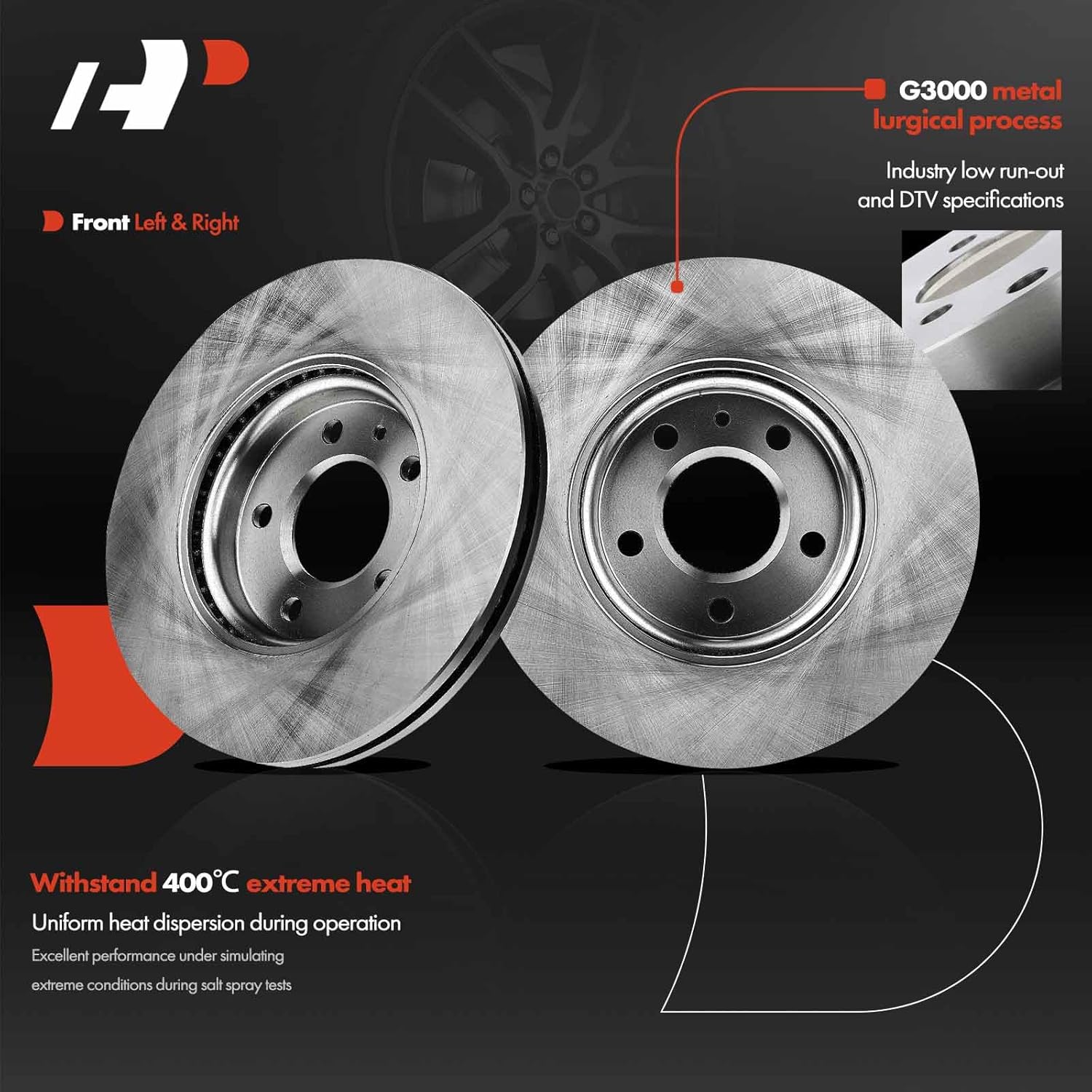 A-Premium 11.81 inch (300mm) Front Vented Disc Brake Rotors Compatible with Select Chevy and Buick Models - Equinox, Malibu, Cruze, Orlando, Trailblazer, Volt, LaCrosse, Verano, Encore GX, 2-PC Set