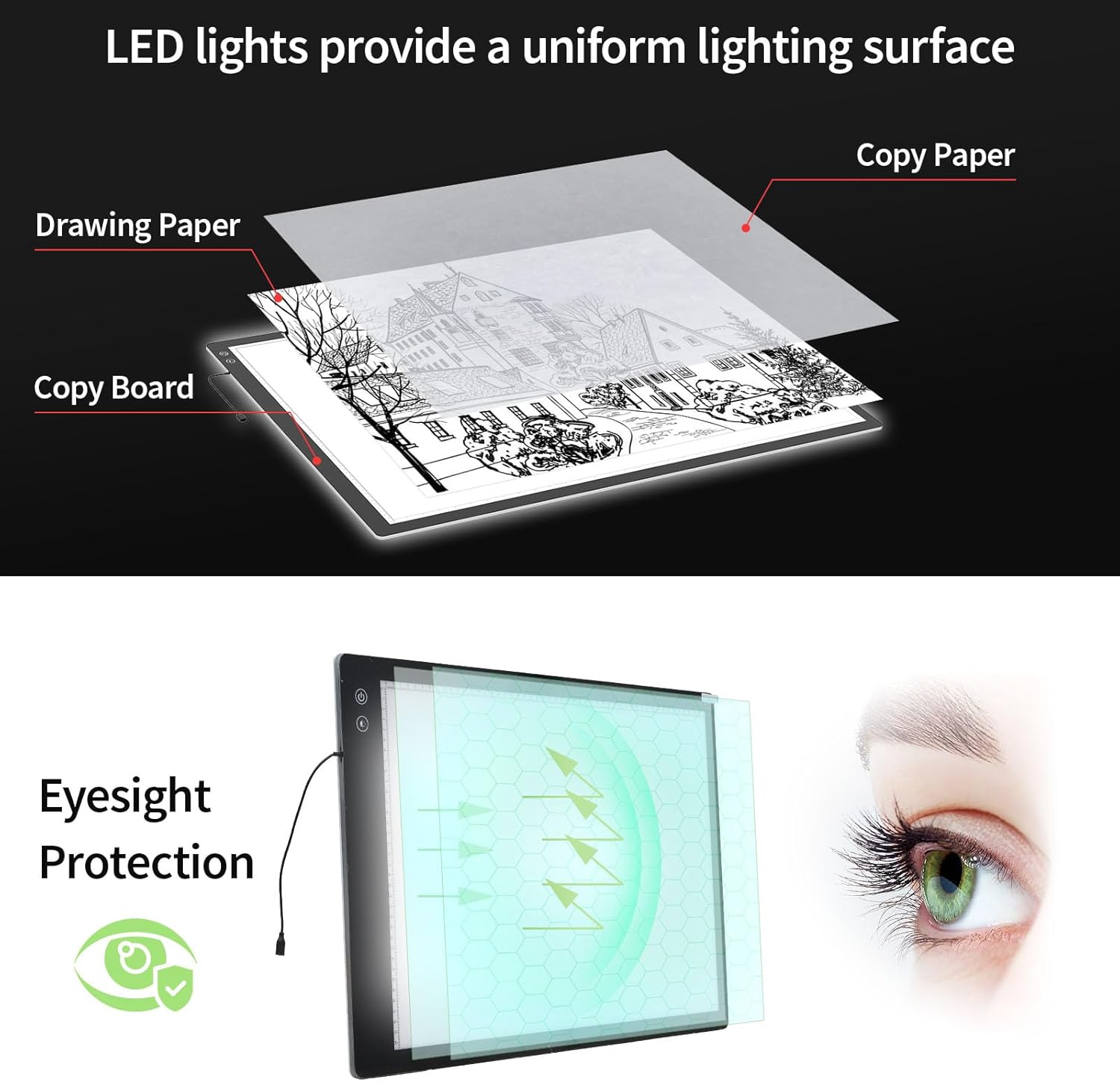 PICOVISTA A1 Large Light Pad for Diamond Painting,LED Tracing Light Box with 3 Color Modes and Adjustable Brightness,Battery Powered Oversize Light Table for Weeding Vinyl,Drawing,Sketching,Artists