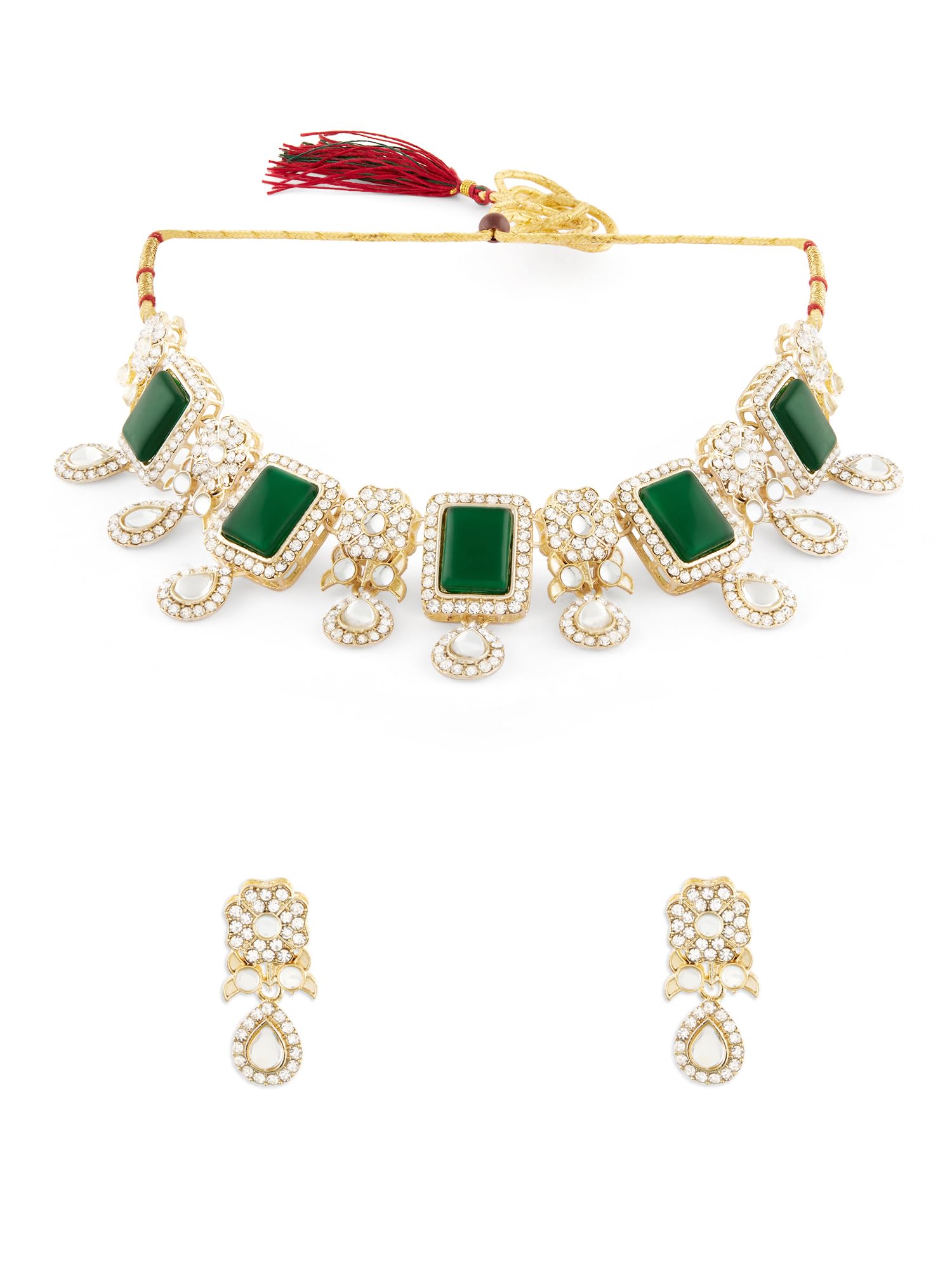 See full amazon price history chart for ZAVERI PEARLS Green Stones Austrian Diamonds Embellished Choker Necklace & Earring Set For Women-ZPFK17554 ZAVERI PEARLS Green Stones Austrian Diamonds Embellished Choker Necklace & Earring Set For Women-ZPFK17554 (B0CWNWV35P) Amazon Price History, Amazon Price Tracker