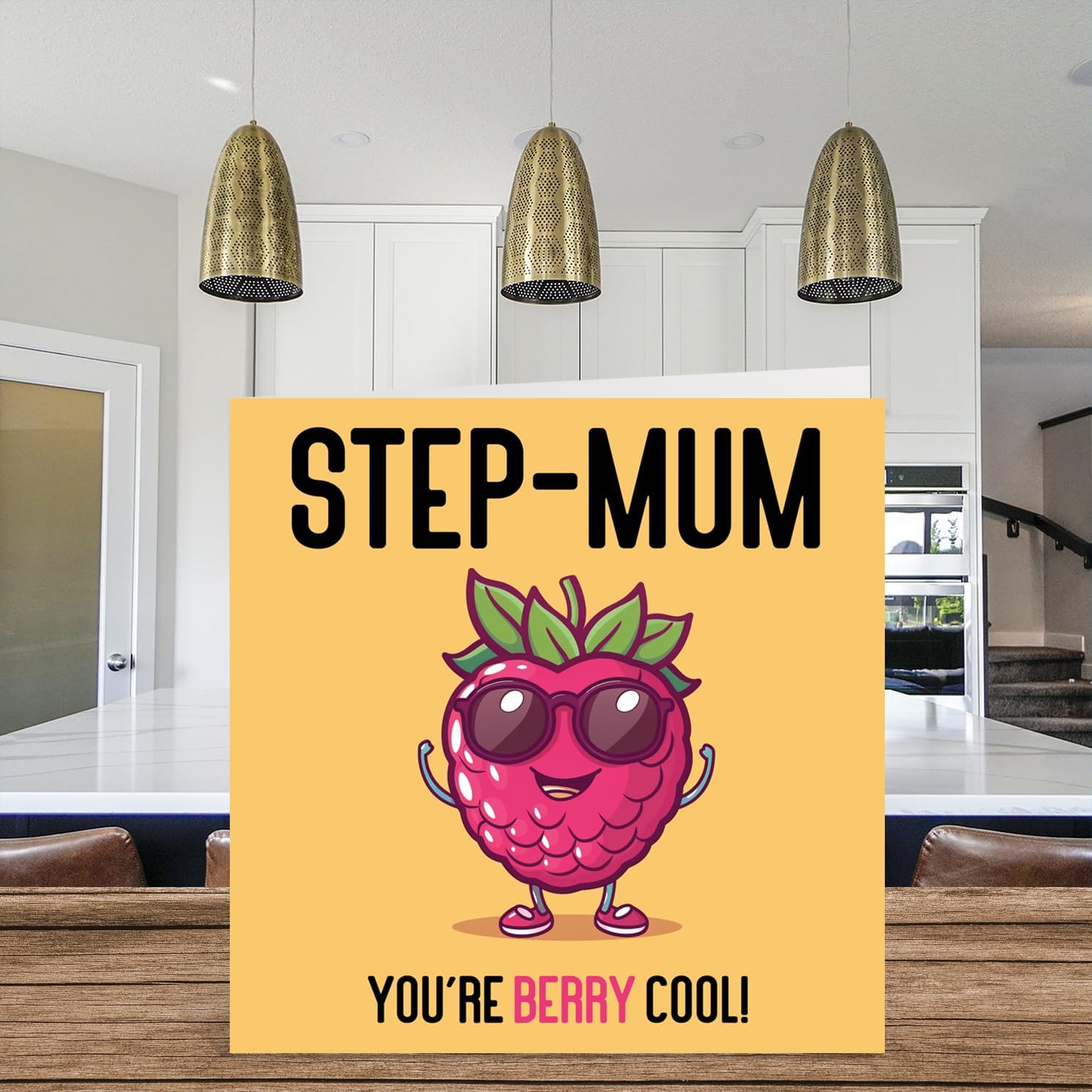 Stuff4 Birthday Cards for Step Mum - Berry Cool - Funny Happy Birthday Card for Step-Mum from Step Son Daughter, Mothers Day Card for Step Mother, 5.7 x 5.7 Inch Joke Greeting Cards for Women Her