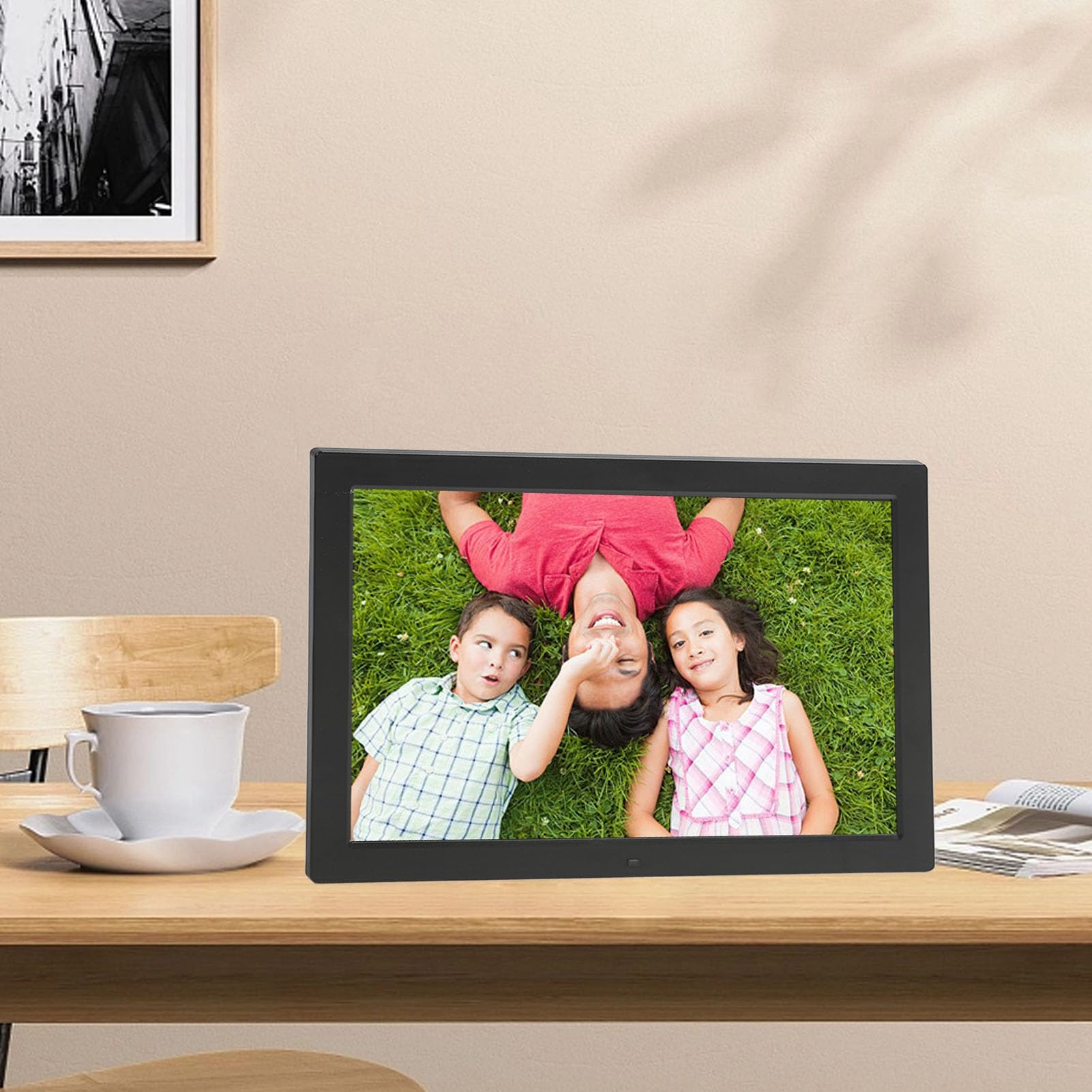 Cadre Photo Numérique HD 17 Pouces, Double Wi-FI 32 Go, Partage D'applications/e-mails, Capteur de Mouvement, Montage Mural, Stockageillimité (Prise UE)