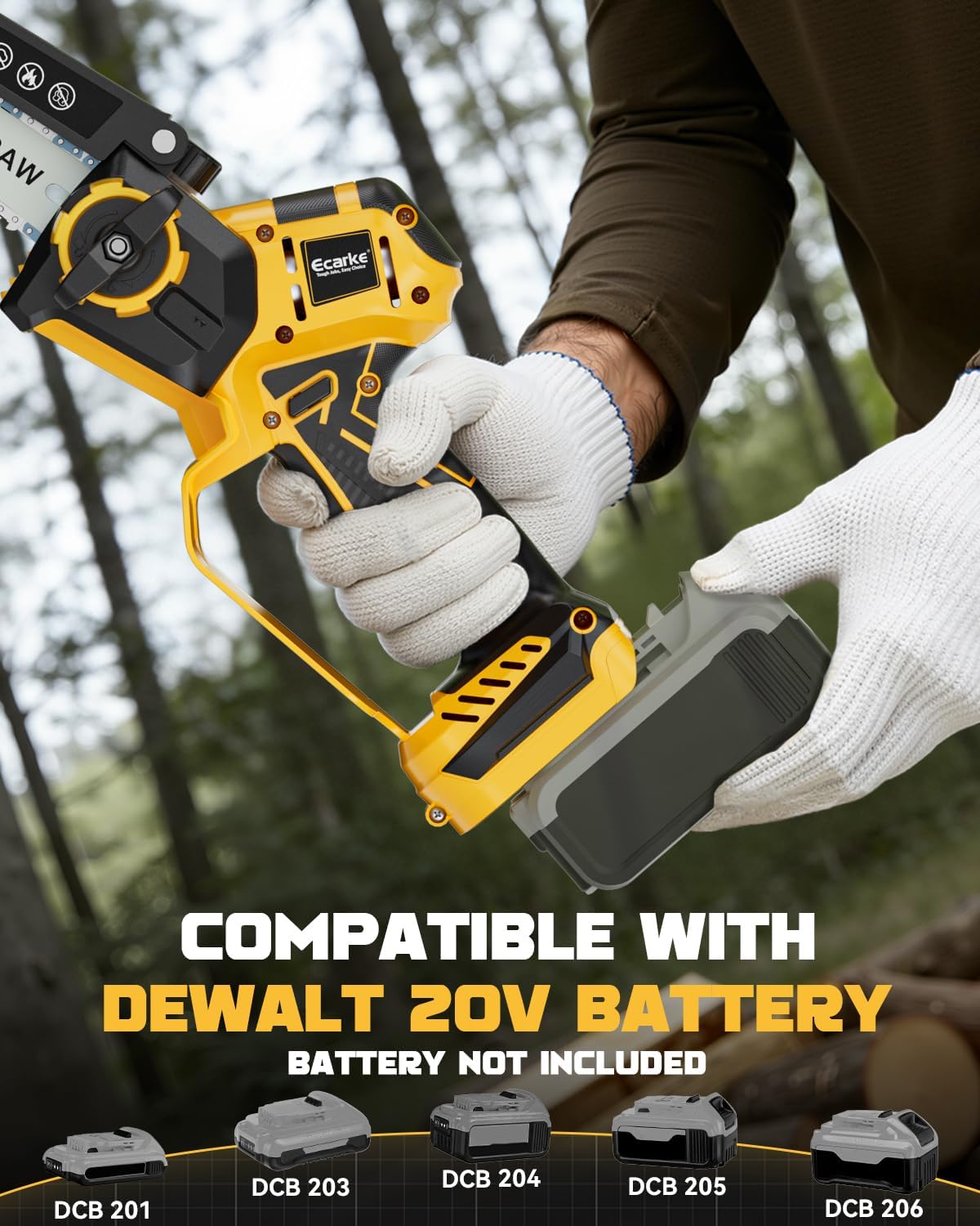 Mini Chainsaw Compatible with Dewalt 20V, 8 Inch & 6 Inch Cordless Chain Saw Brushless, Electric Hand Tree Saw 2-IN-1 for Garden Tools, Branch Wood Cutting, Tree Trimming, Man Women (Tool Only)