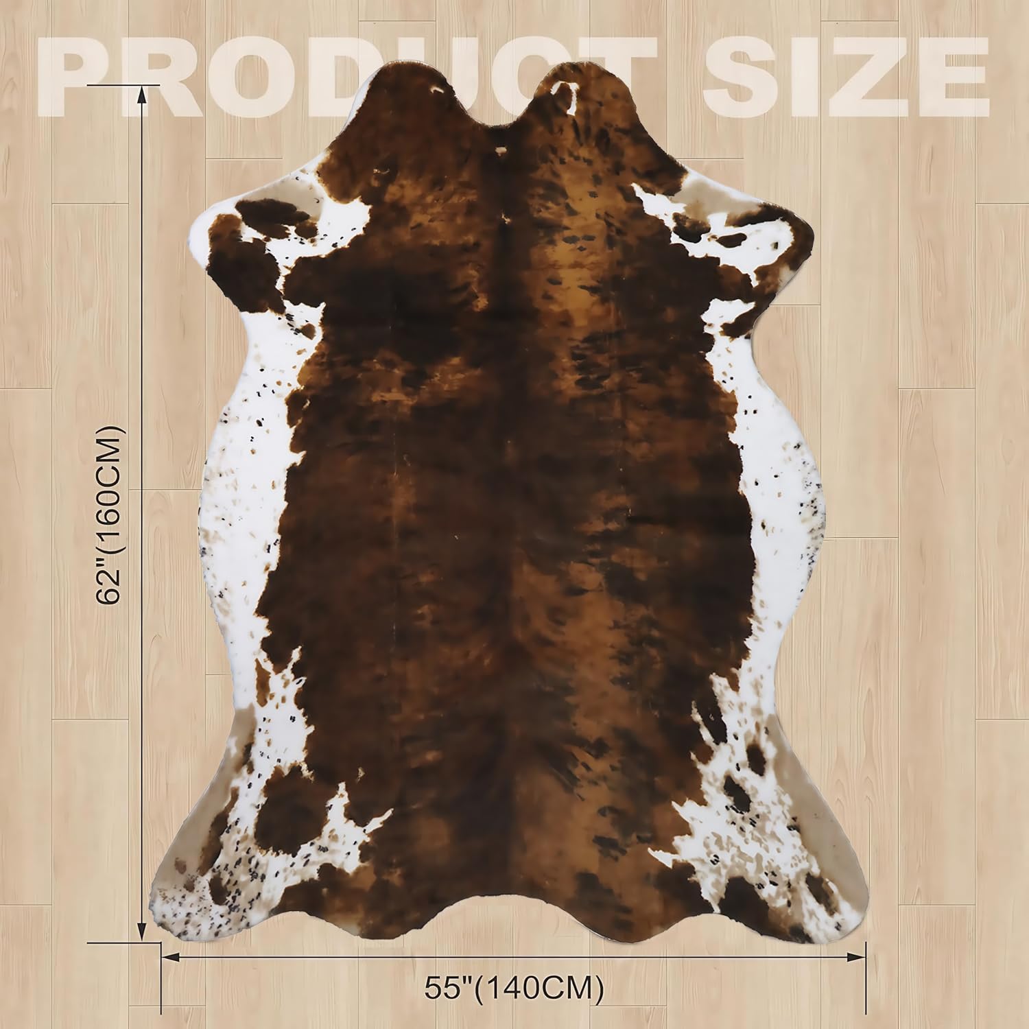 Sgizoku Cow Print Rug - 4.6x5.2 Feet Cow Hide Rug Faux Cowhide Rugs Cute Area Rug Fun Western Room Decor Cow Rugs for Living Room Bedroom Non-Slip Yellow-Brown(62 inches x 55 inches)