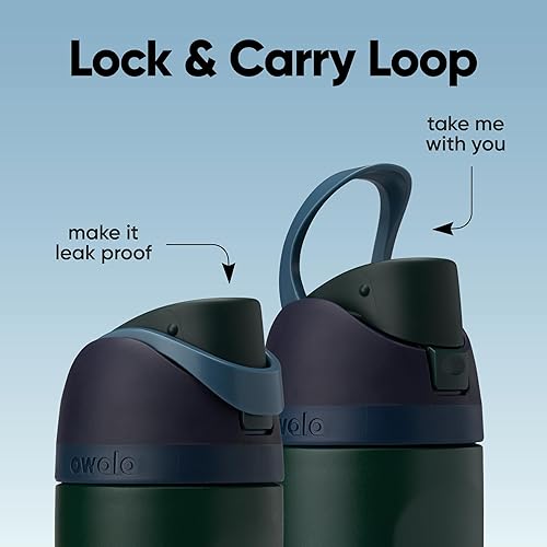 Miniatura 265 de Owala - Botella de agua FreeSip de acero inoxidable con aislamiento, sin bisfenol A, incluye sorbete, para deportes y viajes, 24 oz, Denim B0BZYCJK89