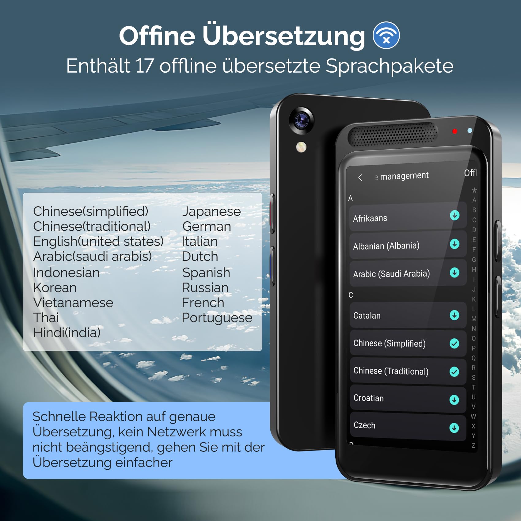 Sprachübersetzer Gerät,Zwei-Wege-Smart-Sprach Übersetzer Foto Taschenübersetzer in Echtzeit,150 unterstützte Sprachen,Online/Offline Sprachübersetzer für Unternehmen,Lernen Reisen
