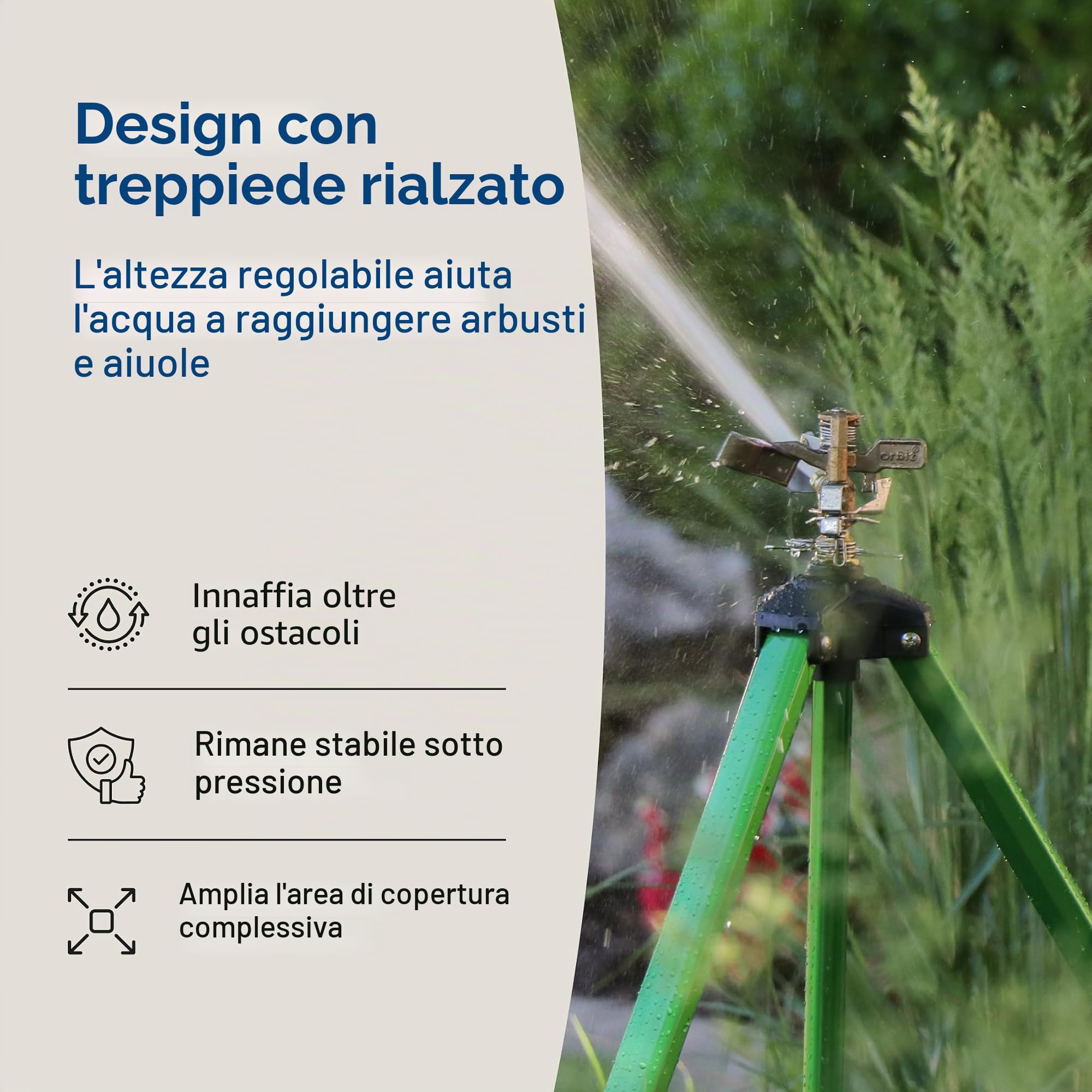 Orbit 56667N Irrigatore a Impatto Zinco su Base treppiede