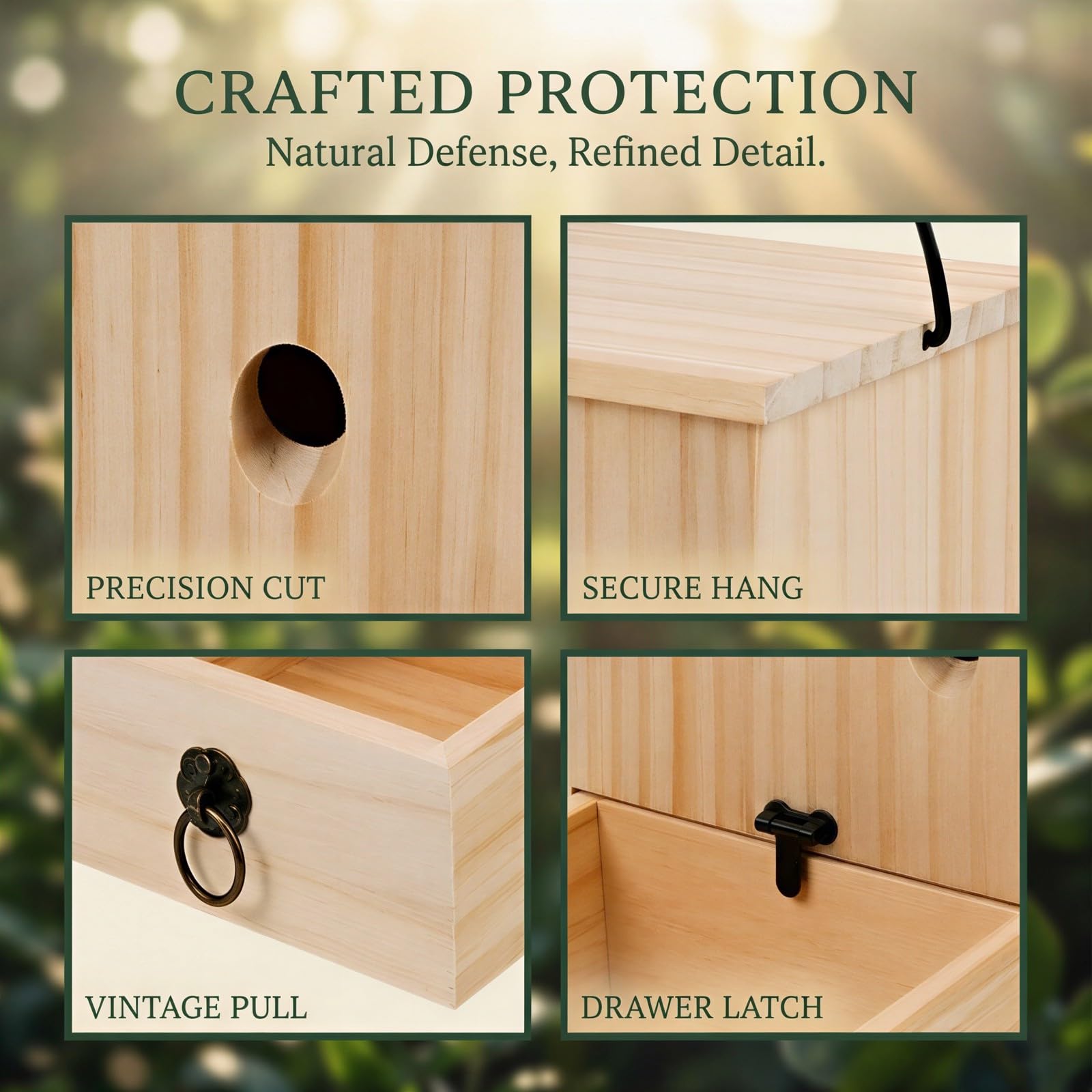 Lot de 2 pièges à guêpes en Bois, piège réutilisable pour extérieur avec tiroir Coulissant de Nettoyage Facile, Structure imperméable en Bois, pour Jardin, terrasse et Cour arrière