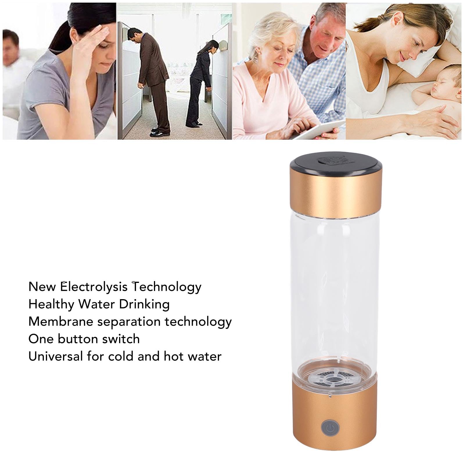 Générateur d'eau Hydrogène 410 Ml, 1 200 à 1 400 Ppb, Tasse de santé Riche en Hydrogène avec Tuyau d'inhalation Nasale, Bouteille d'eau Hydrogène Portable Rechargeable pour la Générateur d'eau Hydrogène 410 Ml, 1 200 à 1 400 Ppb, Tasse de santé Riche en Hydrogène avec Tuyau d'inhalation Nasale, Bouteille d'eau Hydrogène Portable Rechargeable pour la