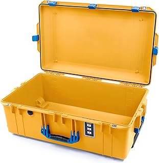 Pelican 1595 Case by ColorCase - Yellow - Large Sized Waterproof Case (Case Only) - Blue Handles & Latches