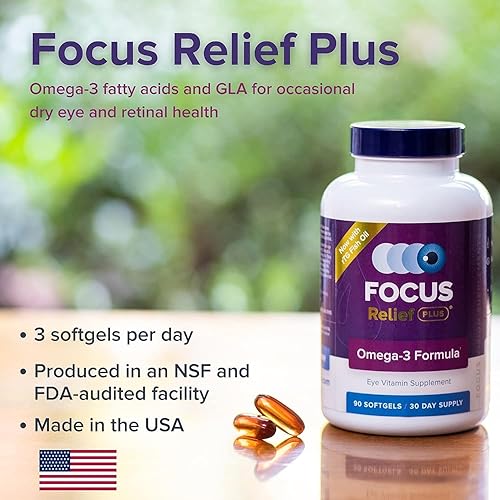 Miniatura 4 de Focus Relief Plus - Fórmula para ojos secos (270 unidades de suministro para 90 días) Suplemento Omega 3 para ojos secos, suplemento para alivio de