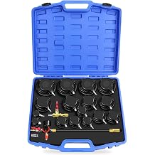 YSTOOL Turbo Boost System Leak Tester Kit 19PCS Turbocharger Leakage Test | Turbine Pressure Testing Tool 6Bar, 8 Pairs Stepped Adapters 1-1/4" to 4-1/3" Inlet Outlet Plugs, Smoke Machine Connector