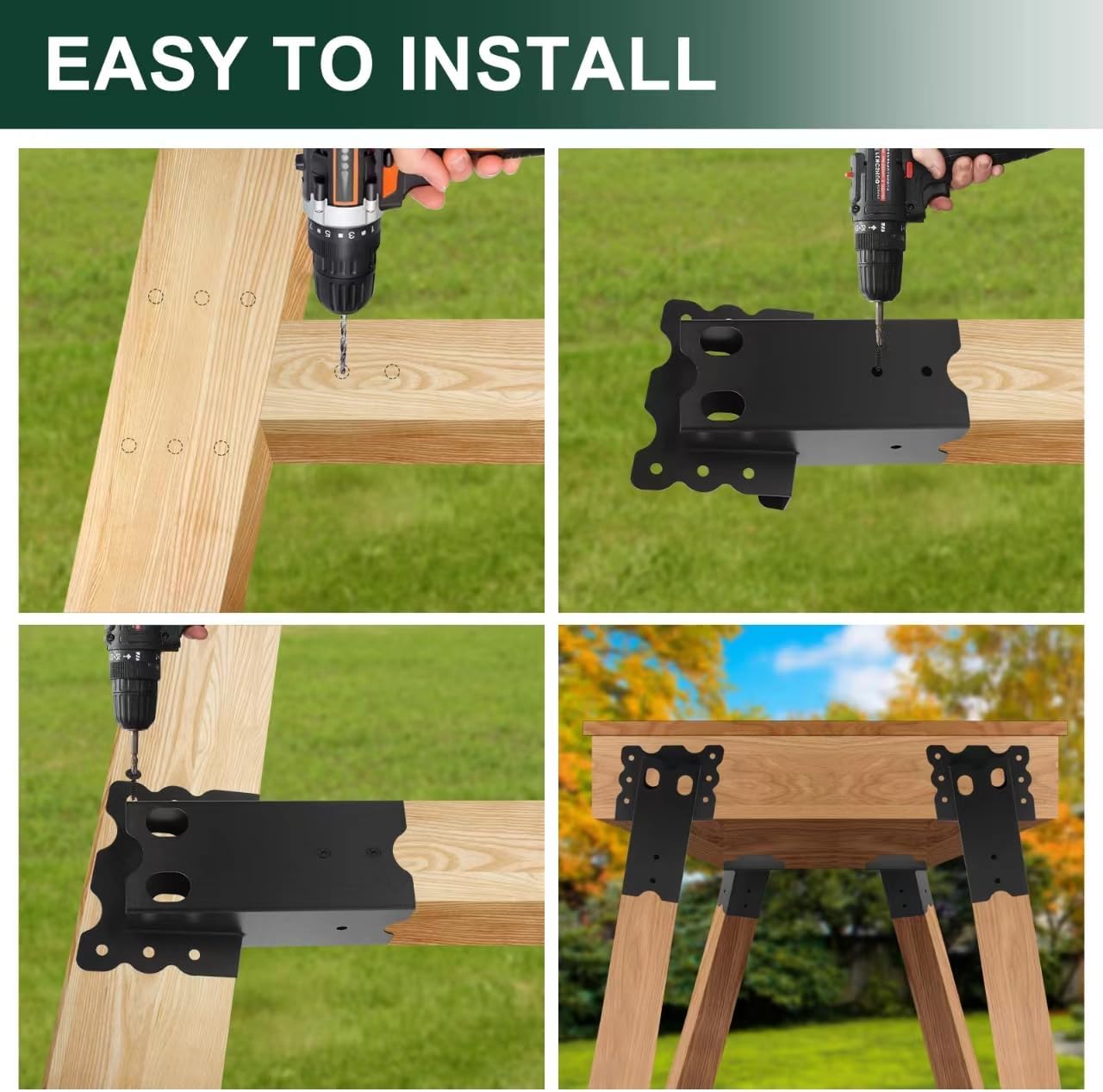 Deer Stand Brackets 4pcs,Outdoor 4"x 4" Compound Angle Bracket,Multi-Use Elevator Brackets for Outdoor Platforms,Deer Hunting Stands,Shooting Shacks and Tree Houses