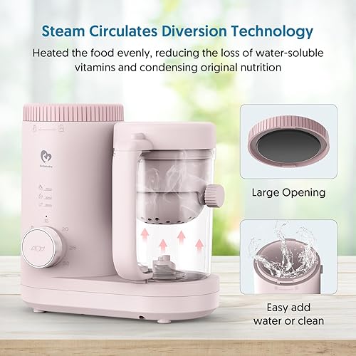 Miniatura 4 de Bellababy - Procesador de alimentos para bebés, batidora de puré con cesta de vapor reversible, un botón, fácil operación y gran apertura para una