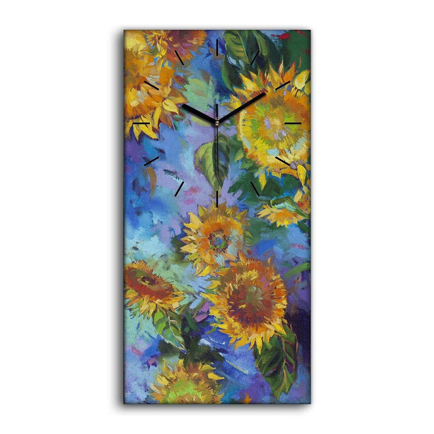Horloge sur Toile Fleurs de Tournesol 30x60cm pour Décoration Murale