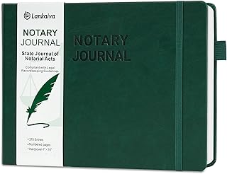 Notary Journal Log Book - 10"X7" Executive Hardcover Notary Log Book with Numbered Pages, Notary Public Journal for Notarial Acts - Notary Supplies with Privacy Guard, Green
