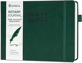 Notary Journal Log Book - 10"X7" Executive Hardcover Notary Log Book with Numbered Pages, Notary Public Journal for Notarial Acts - Notary Supplies with Privacy Guard, Green