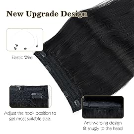 Sassina Invisible Wire Hair Extensions Real Human Hair with Transparent Wire Adjustable Size Secure Clips Natural Straight Secret Miracle Hairpiece, Rooted Highlight RP3-8/61312 20 Inch 100 Gram