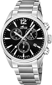 LOTUS Orologio Uomo Analogico Acciaio Inox 316L Nero - Quarzo - Cronografo - Calendario - Vetro Minerale - Impermeabile 5 ATM Casual 18700/1 Chrono