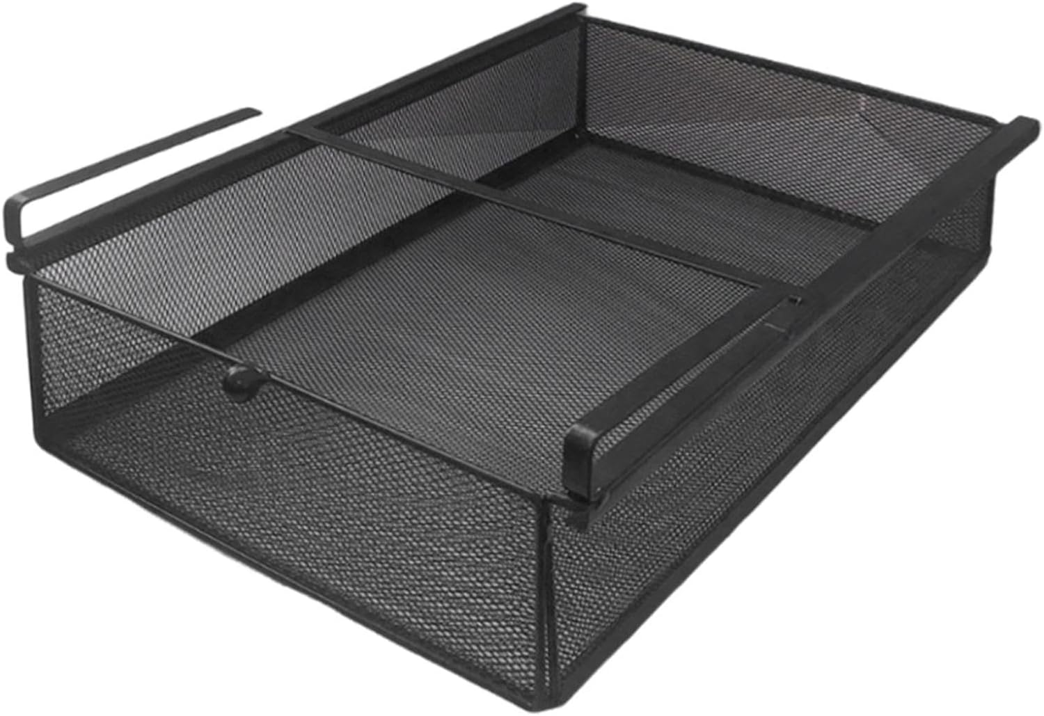 Hanging Pull Out Drawer Basket Sock Drawer Organizer Multifunctional Wire Basket Iron Sliding Under Shelf for Wardrobe Closet, L Black