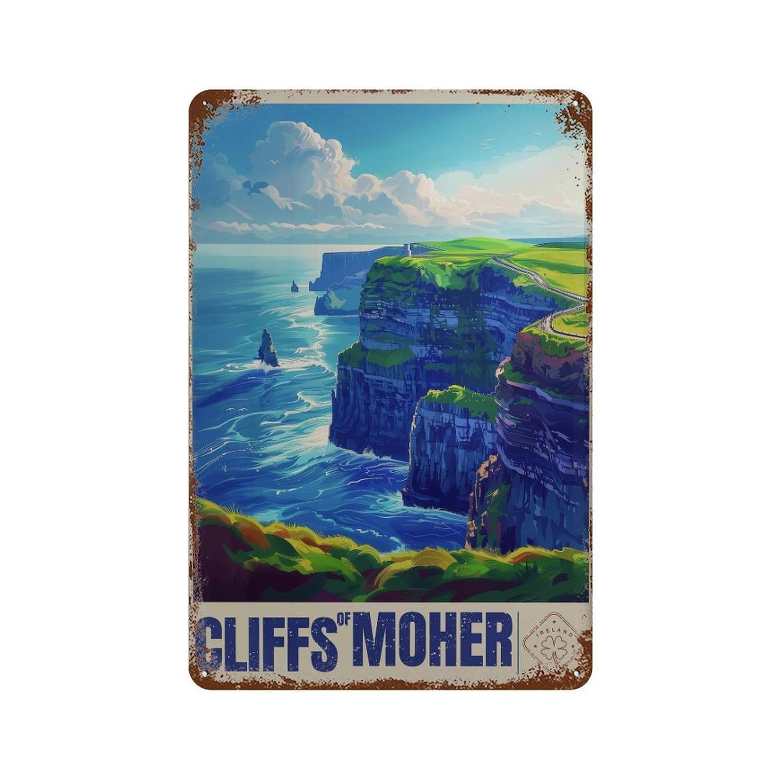 xiaoxiaoshen Cliffs of Moher Ireland Travel Vibrant (2) Wall Decor Art Metal Tin Poster Modern Home Decor Art Home Bar Shop Decorations Vintage Sign 30x20cm