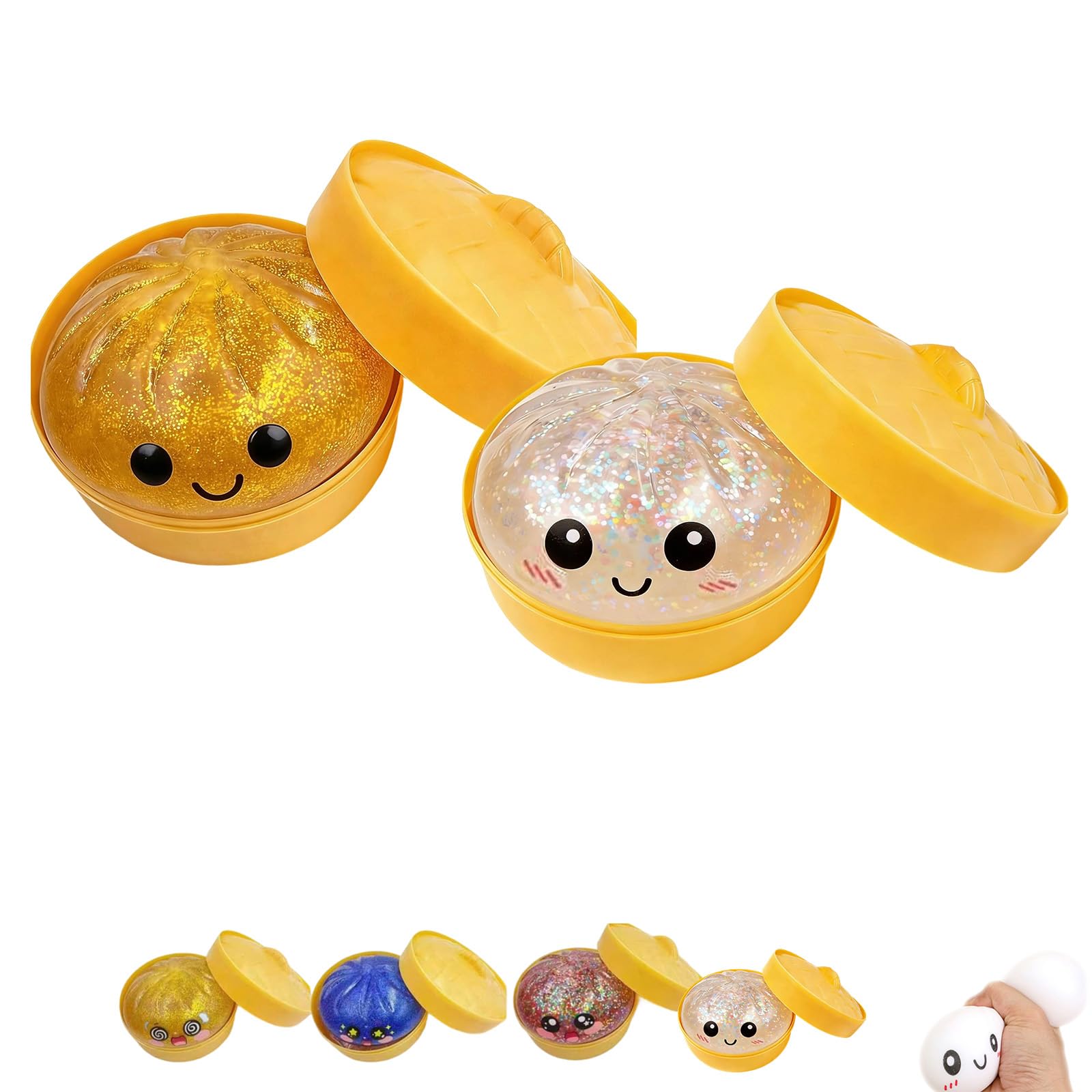 2026 Upgrade Glitter Dumpling Squishy Box,Squishy Dumpling,Anxiety Relief Fidget (Transparent) — view 14