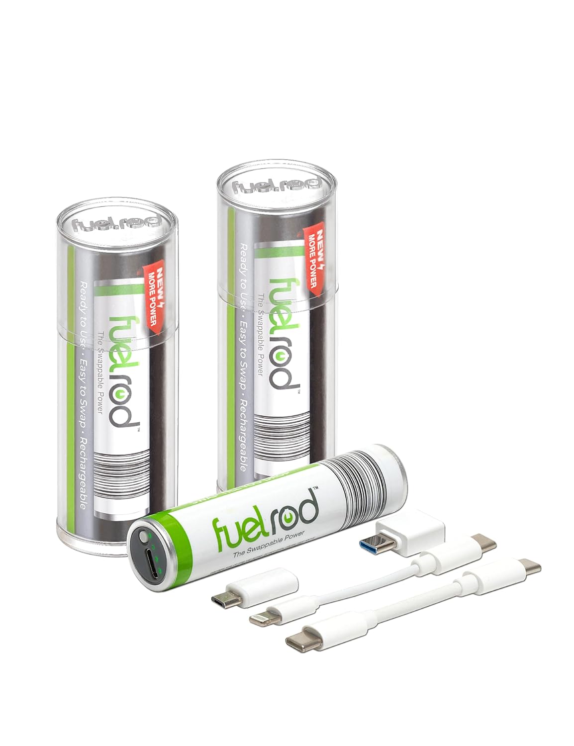 FuelRod USB-C Portable Charger Kit - Pack of 2 - Includes All Cables Adapters Compatible with All Tablets