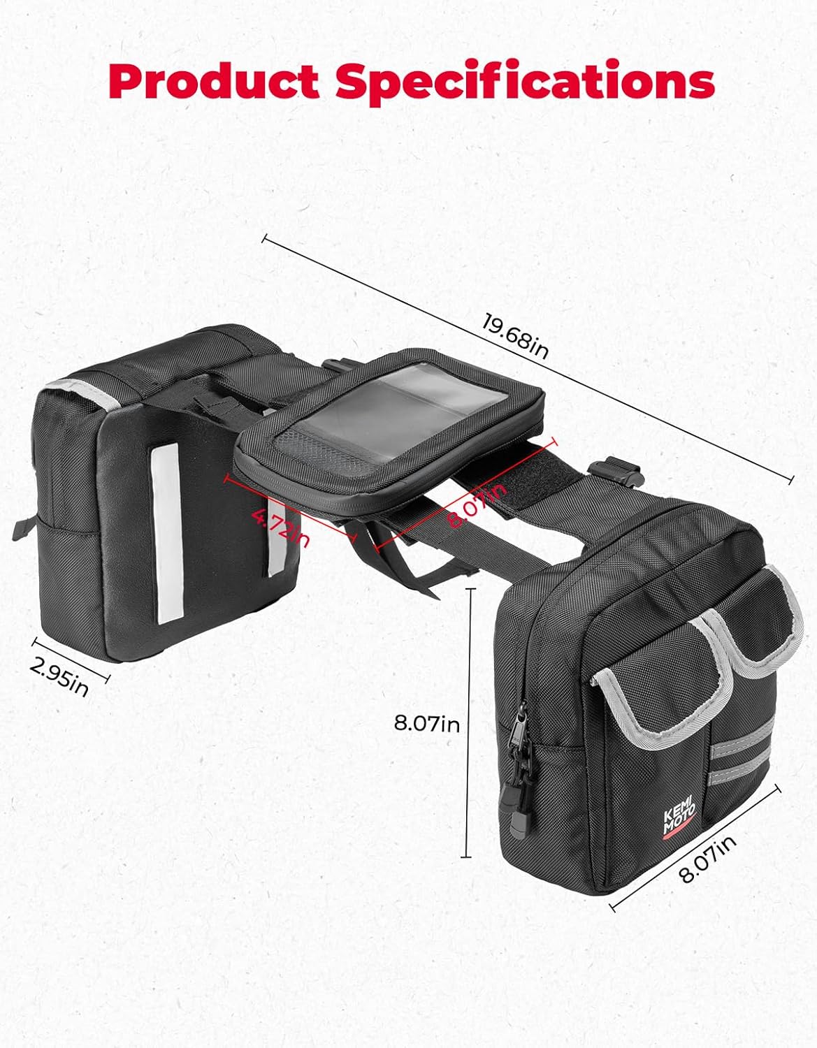 KEMIMOTO ATV Saddle Bag Tank Bag, Water-Resistant Motorcycle Gas Tank Bag for ATV Motorcycle Snowmobile Compatible with Polaris Sportsman Can Am Outlander Cfmoto Cforce FourTrax Grizzly