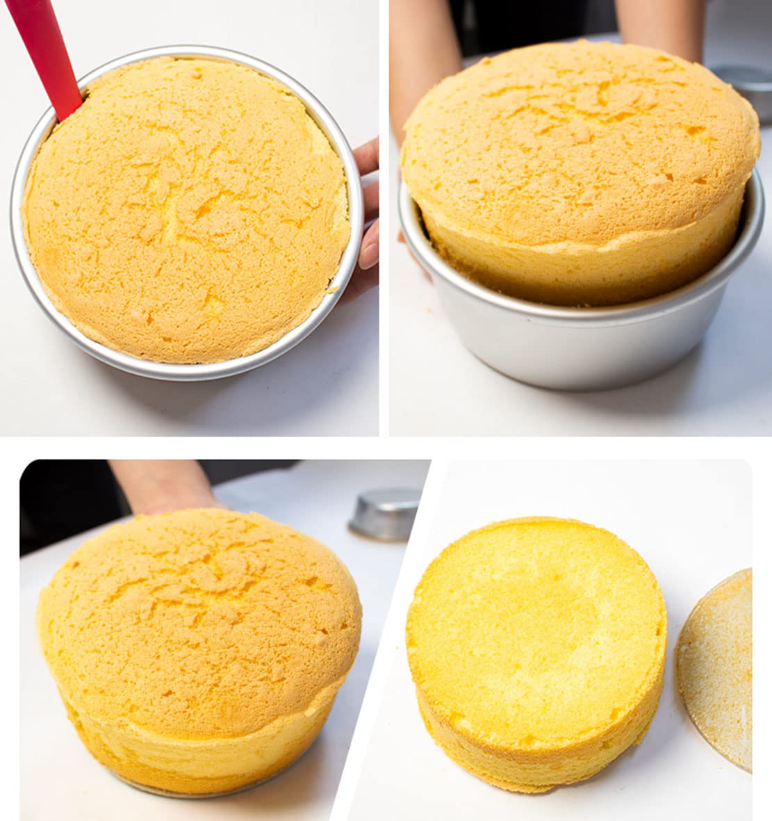 Set di stampi rotondi per torte in alluminio anodizzato, con fondo rimovibile a prova di perdite (12 in)