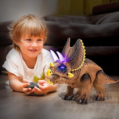 Vista 29 de STEAM Life Juguete de dinosaurio iluminado con control remoto para niños de 3 a 7 años + con sonido rugido realista, robot electrónico T rex