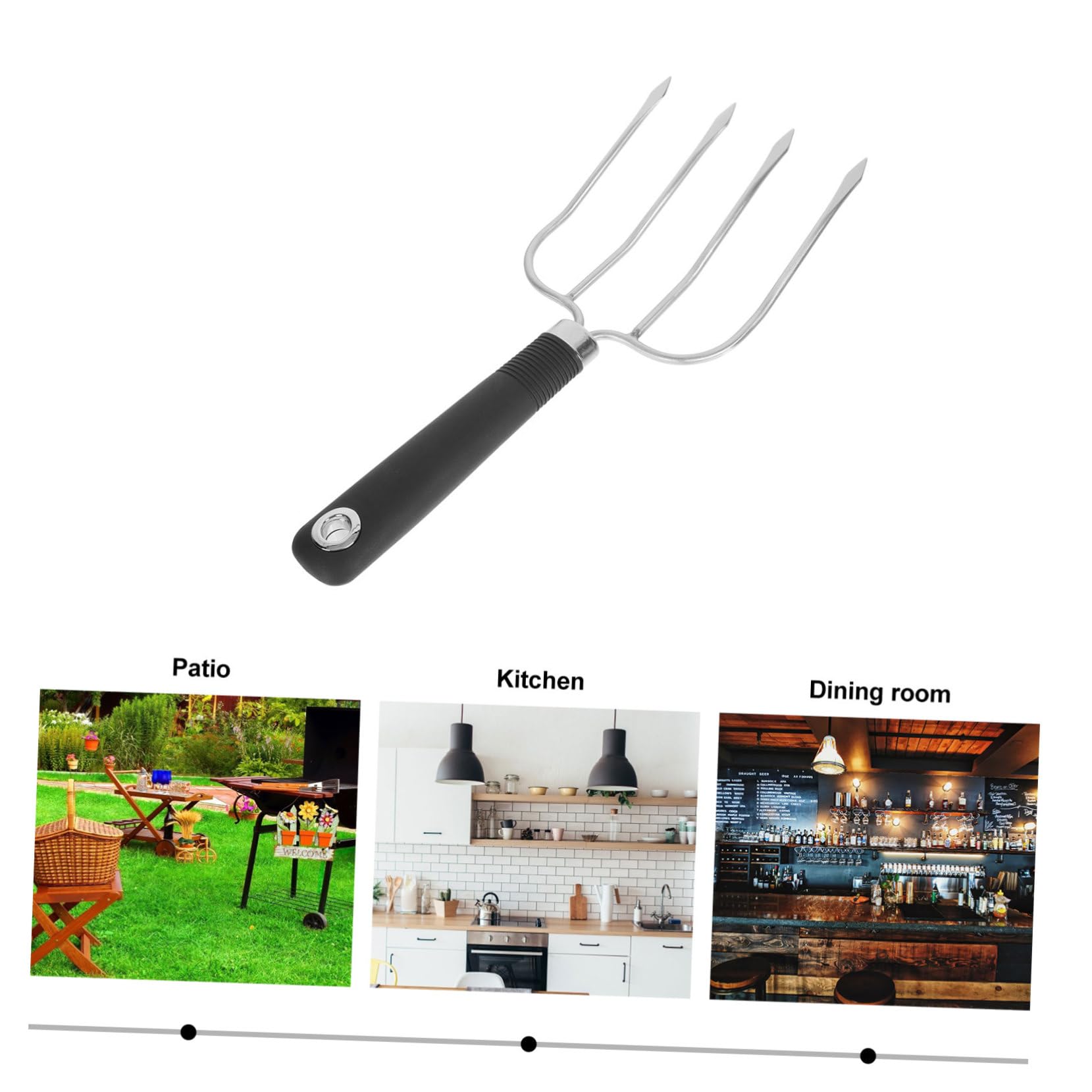 ifundom 3 Piezas Tenedor de Barbacoa de Inoxidable Ergonomía y Superficie Antiadherente Asar Carne Casa y Camping