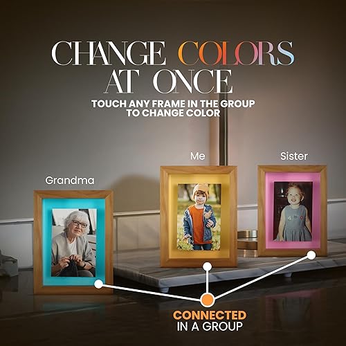 Miniatura 2 de Friendship Lamp Knotty Pine Wood Picture Frame Handmade in USA - Wi-Fi Touch Lamp LED Light for Long-Distance, Connection, Relationship, Friendship,