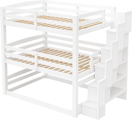 Miniatura 25 de Litera triple de metal, tamaño matrimonial XL sobre individual XL sobre tamaño Queen, elegante base de cama triple con seguridad garantizada para