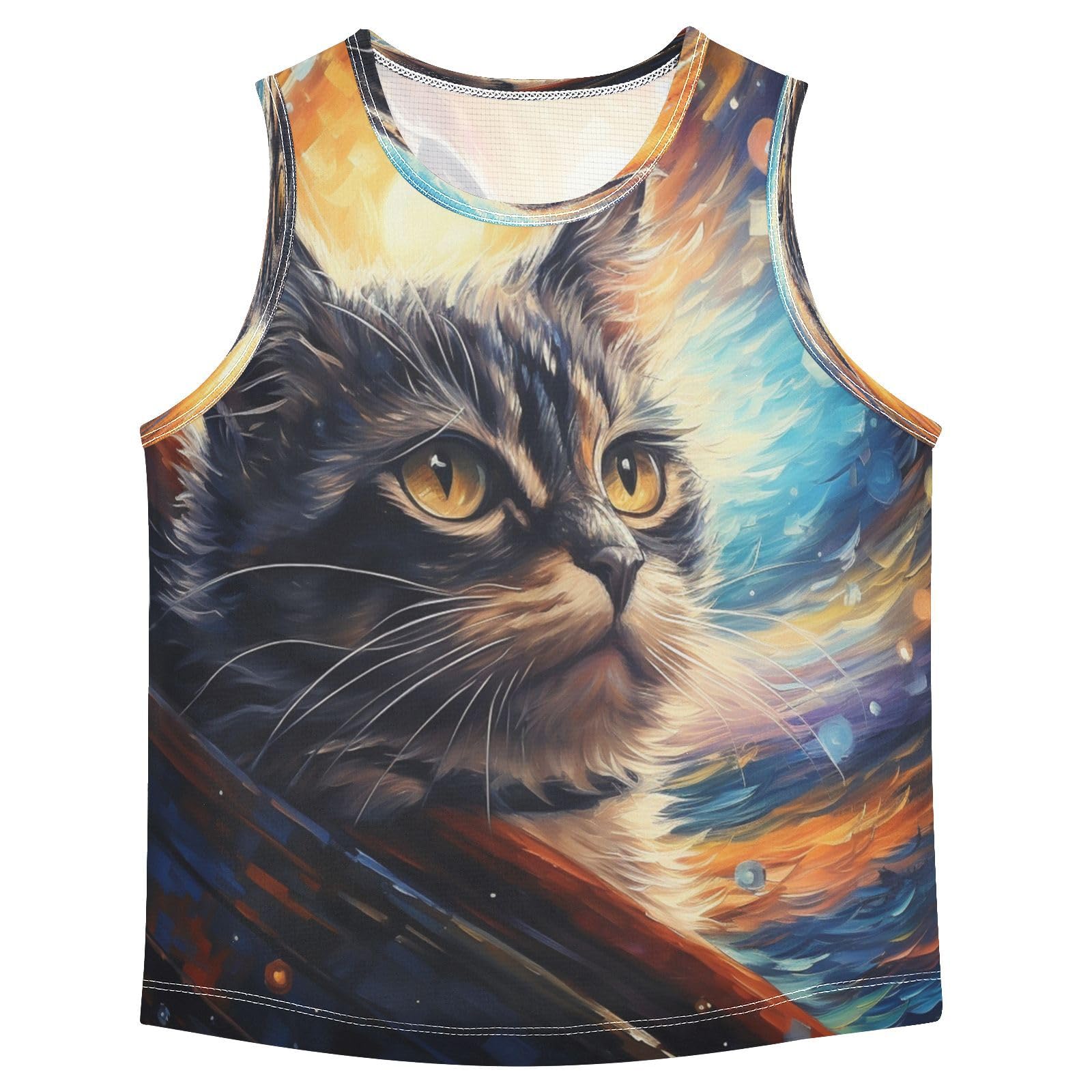 Acuarela Arte Fresco Gato Camisetas Sin Mangas Tipo Tank Top para Niños Jóvenes Ideales para Actividades Deportivas