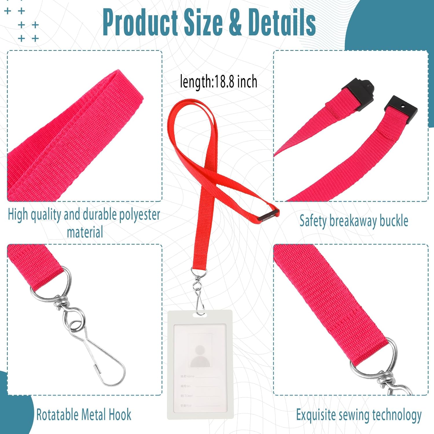 Patelai 120 Pcs Breakaway Lanyards with J Hook Bulk Flat for ID Badges Neck Badge Lanyards Card Nametag Holder Neck Straps (Mix Color) - Image 2