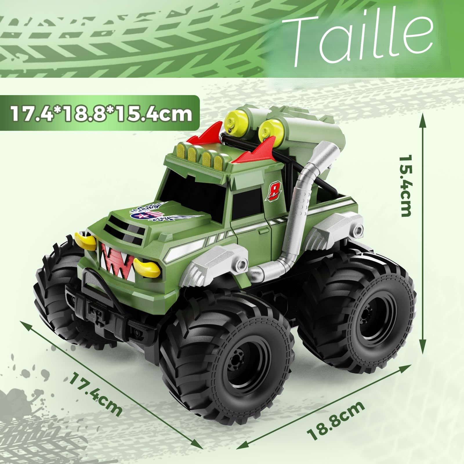 Dysaim Voiture Télécommandée Tout Terrain, Monster Truck Télécommandé, 4WD Voiture Telecommandé Enfant, Jouets pour Enfants Avancés, 2.4 Ghz Amphibie Toys RC Drift, Cadeau Enfant 6-12 Ans