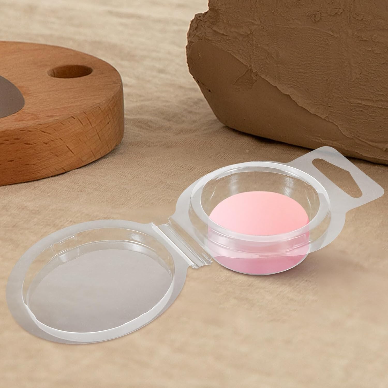 100Pcs Wax Melt Mold, Round Clear Plastic Empty Clamshell Containers for DIY Wax Melt Candles Making, 6.33X2.67X0.98inches