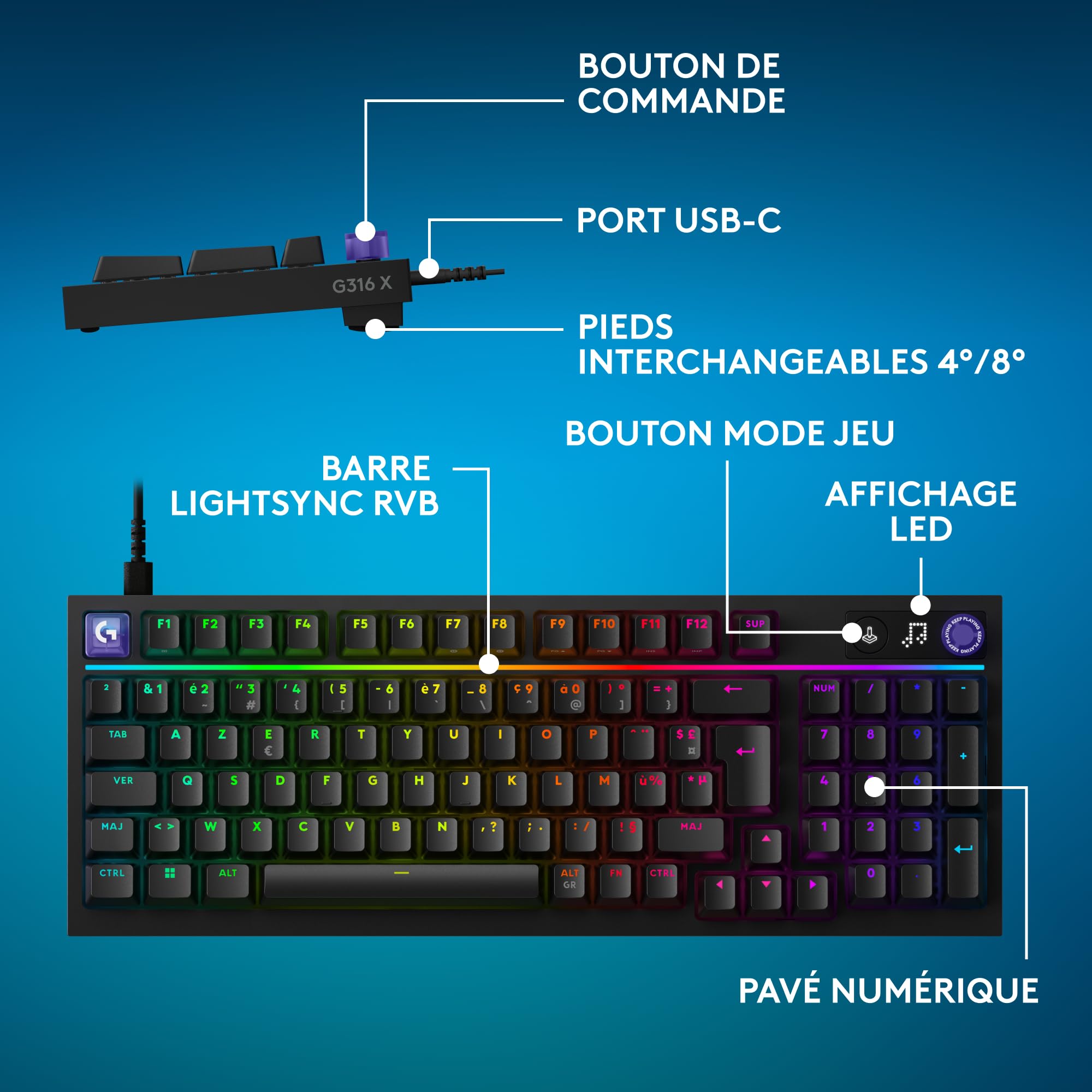 Logitech G G316 X 98, Clavier Gaming