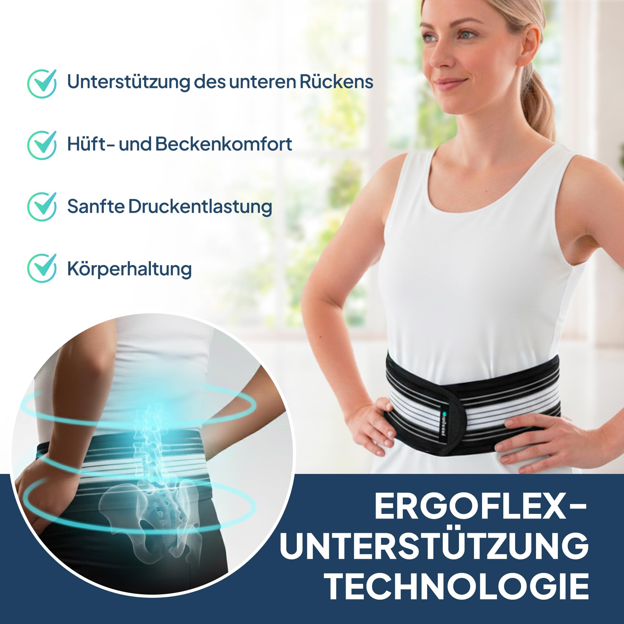 Orthogürtel für Ischias und Rückenschmerzen, Ischias Gurt, ISG Gurt, Rücken & Lendenwirbelsäule, Bandscheibe, Hüftgurt, Beckengurt (S-M)