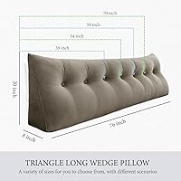 Vista 31 de Triangular Reading Pillow Wedge Headboard Back Support Pillow for Sitting up in Bed Daybed Bolster Backrest Couch Sofa Corner Cushion Medium Velvet