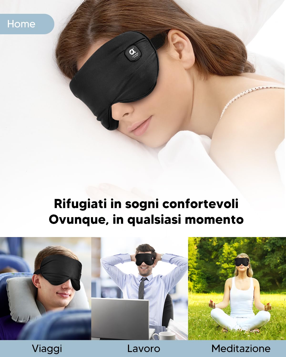 arboleaf Maschera Occhi Riscaldante, 3 Livelli di Maschera Termica per Occhi Secchi e Blefarite, Ricaricabile USB-C con Batteria da 1000mAh, Mascherina per Dormire Oscurante, Lavabile e Portatile