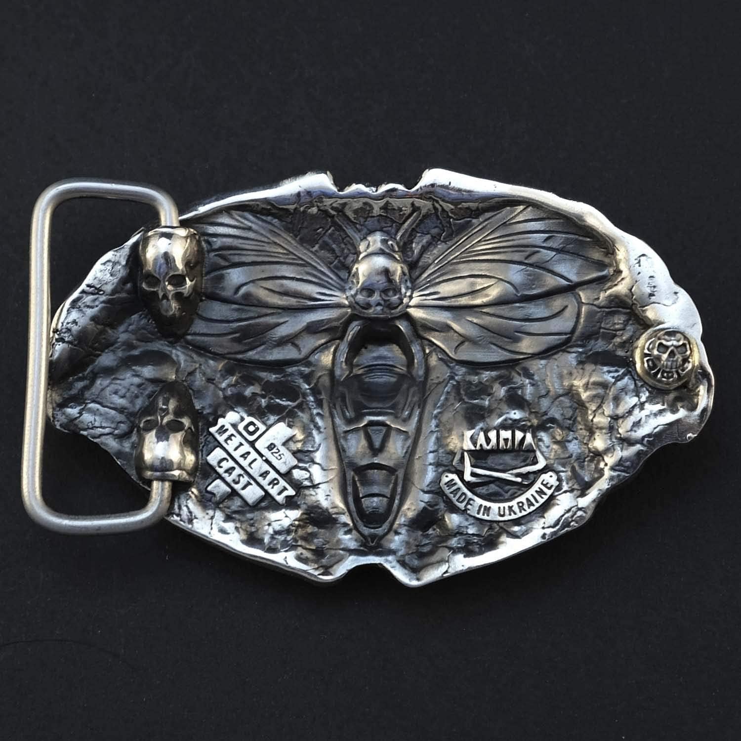 Belt buckle Cerberus, Mythological animal Underworld Three headed dog solid 925 sterling silver belt buckle