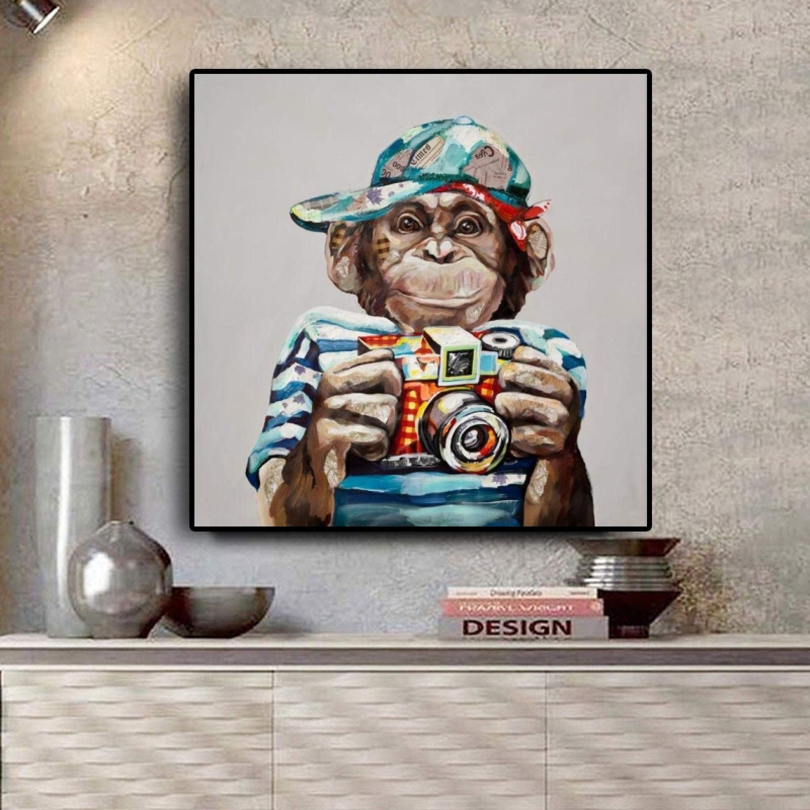 Stampa Su Tela Incorniciata Con Scimmia In Giacca E Cravatta - Quadro Moderno Per Cameretta O Ufficio 30x40 Cm