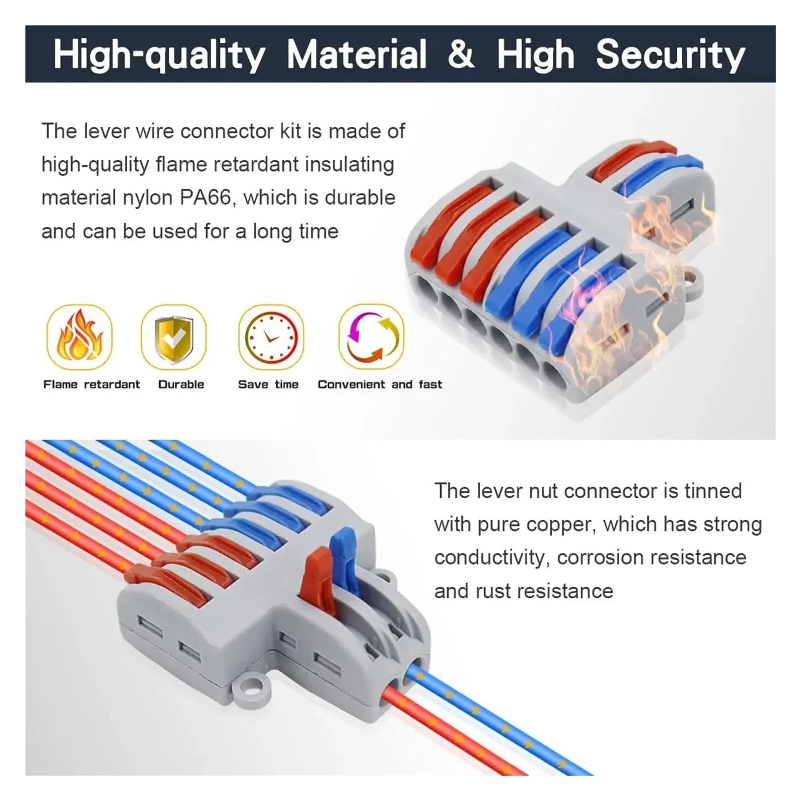 Kit de empalme bloque terminales conector cable a presión | Juego De Conector De Cable Y Bloque De Terminales De Inserción Rápida, Diseño De Empalme(SPL-3(PCT-223) Color,50 PCS)