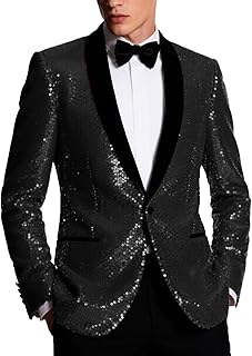 Sequin Men Blazers Slim Fit Shiny Tuxedo Suit Jackets for Prom Party Shawl Collar Mens Dinner Blazer Disco Coat