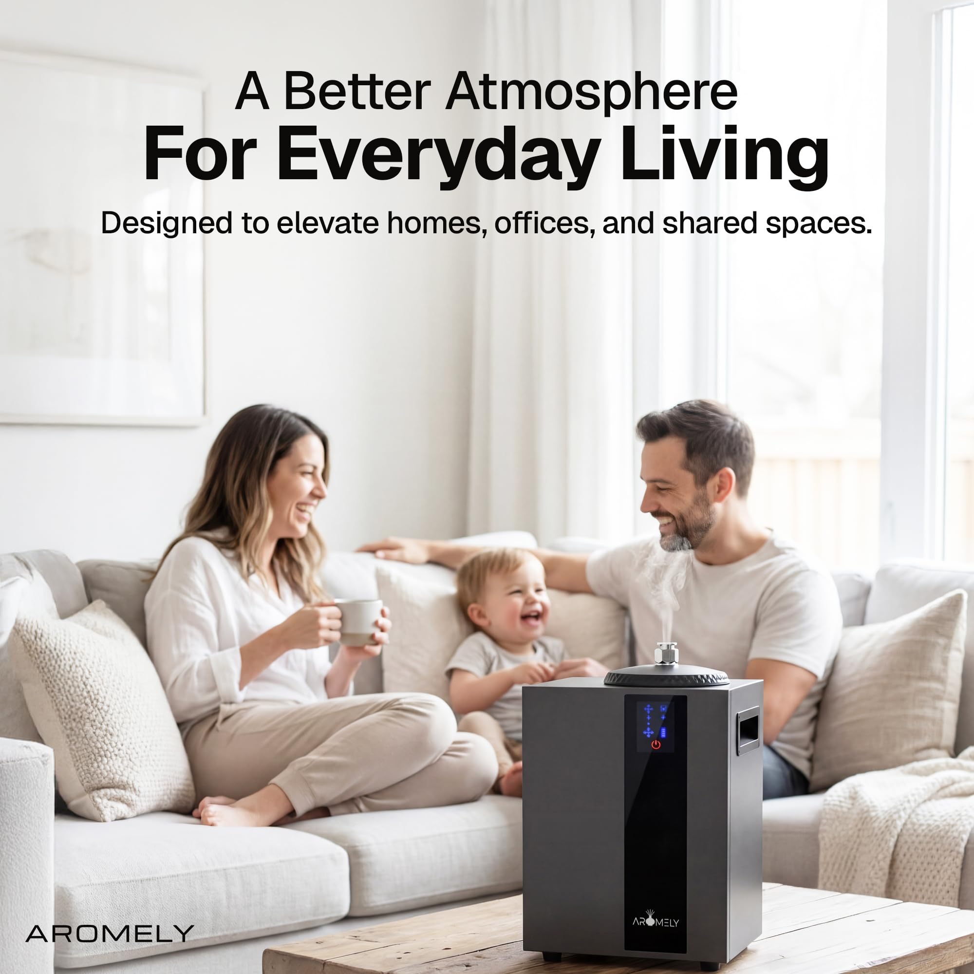 Aromely Smart WiFi HVAC - Difusor de Aroma nebulizante de aromaterapia, máquina de Aroma sin Agua, ambientador hogar u Oficina, Botella Grande de Aceite de hasta 4,000 pies Cuadrados