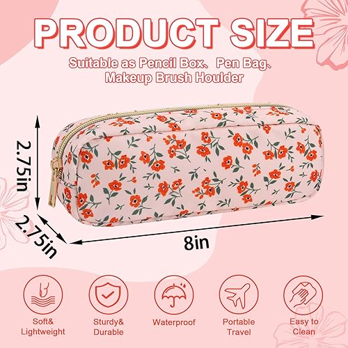 Miniatura 9 de Mini bolsa de maquillaje floral impermeable para bolso, bolsa de cosméticos de flores de nailon, pequeña bolsa organizadora de artículos de tocador