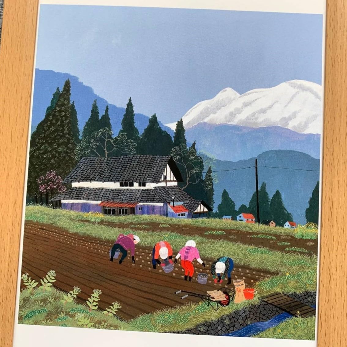 Amazon.co.jp: □原田泰治『春の土 福井県大野市』B5サイズ 額入り