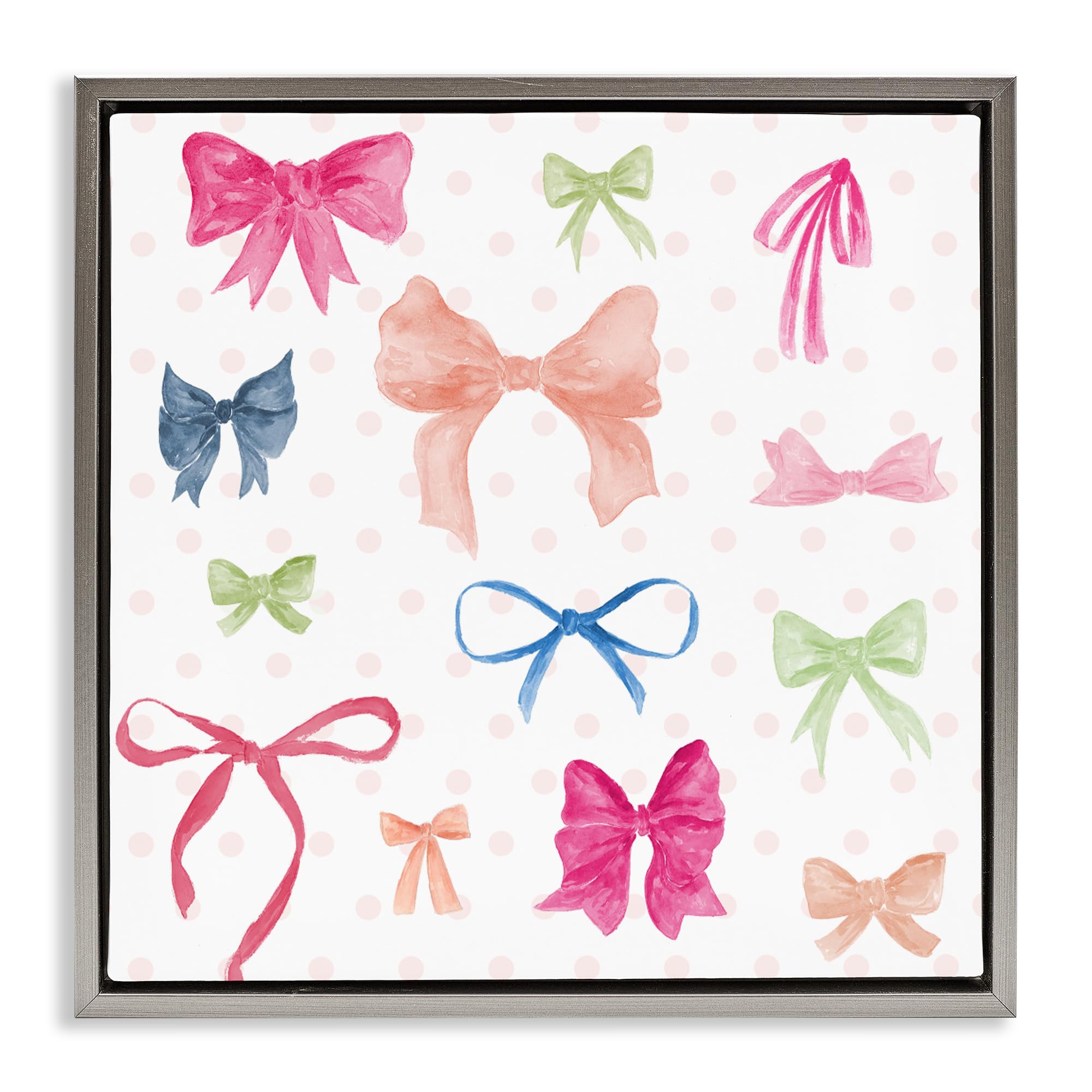 'Colored Bows on Plaid'| Floating Frame Canvas Art