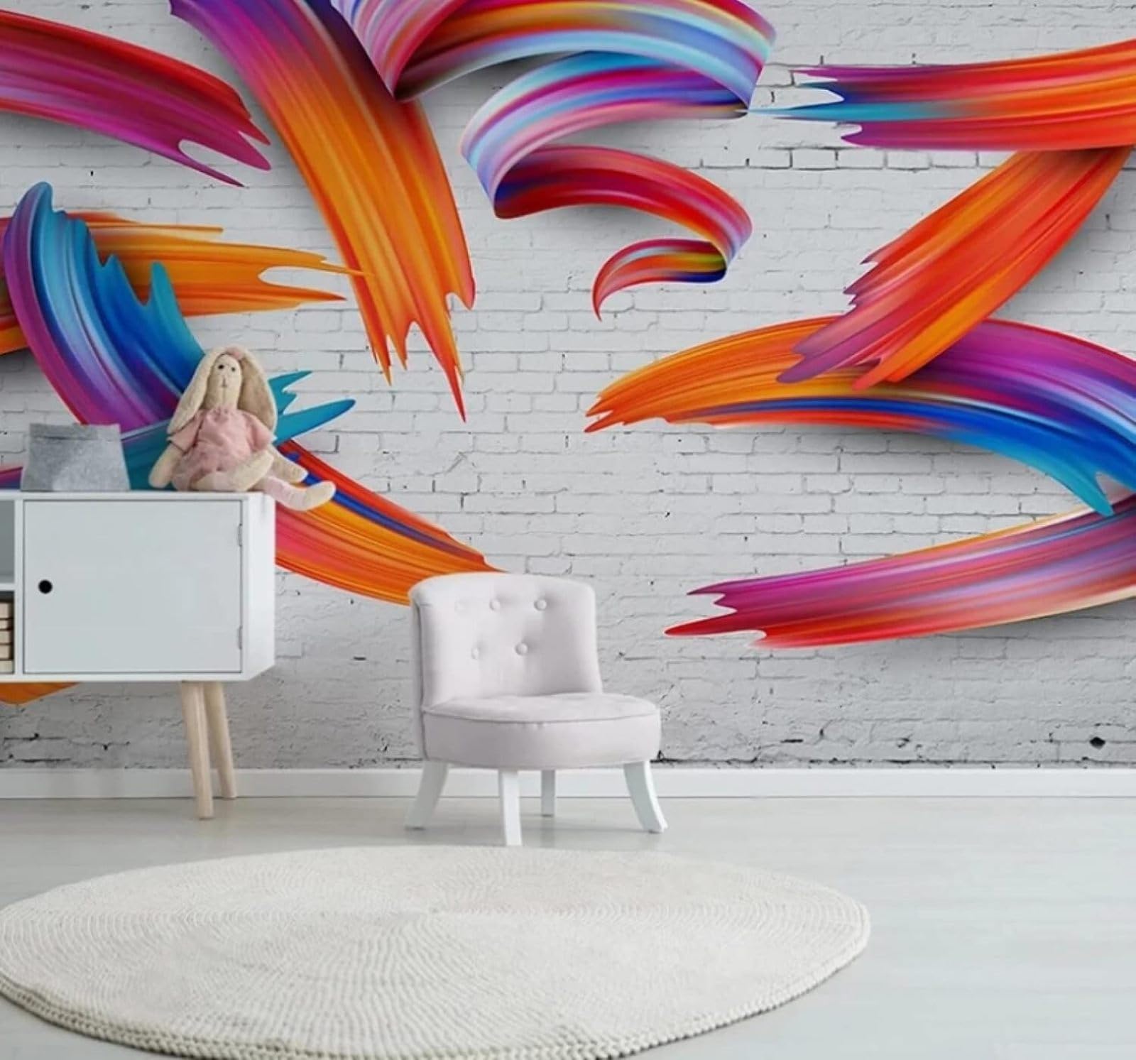 XLMING Abstract Colourful Geometric Lines Brick Wall 3D Wallpaper Luxury Home Dining Decor Paste Sofa Living Room The Wall for Bedroom Mural-430cm×300cm