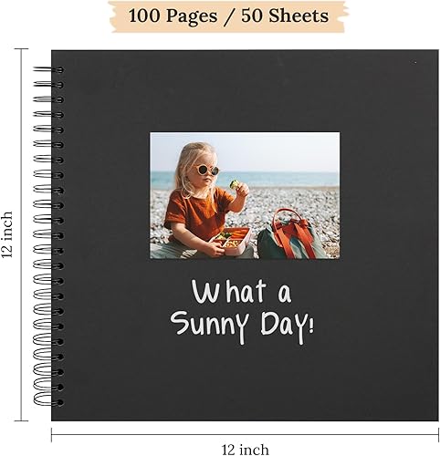 Vista 20 de Álbum de recortes de 8 x 8 pulgadas, álbum de recortes de papel kraft de tapa dura, álbumes de fotos, 40 páginas, perfecto para fotos de 4 x 6 / 5 x